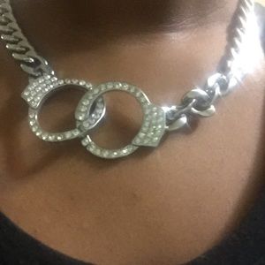 Chunky Rhinestone Handcuffs Necklace